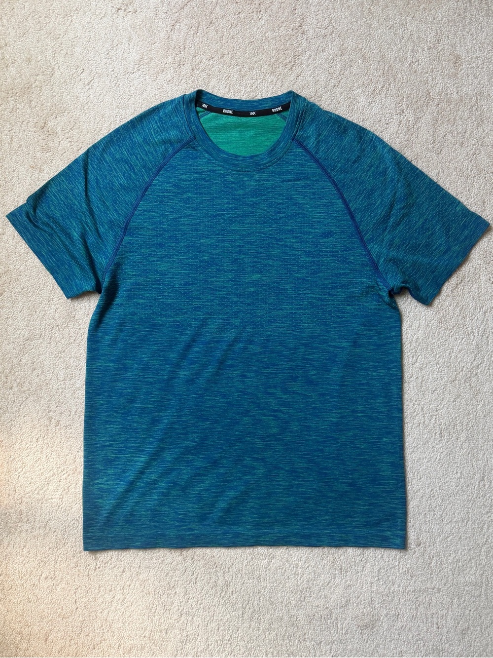 RHONE Reign Blue Heather Crew Neck Short Sleeve Performance Tee